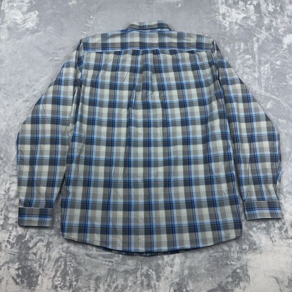 Eddie Bauer Shirt Mens Size TL Large Tall Blue Plaid Wrinkle Free Relaxed Fit - Picture 2 of 10